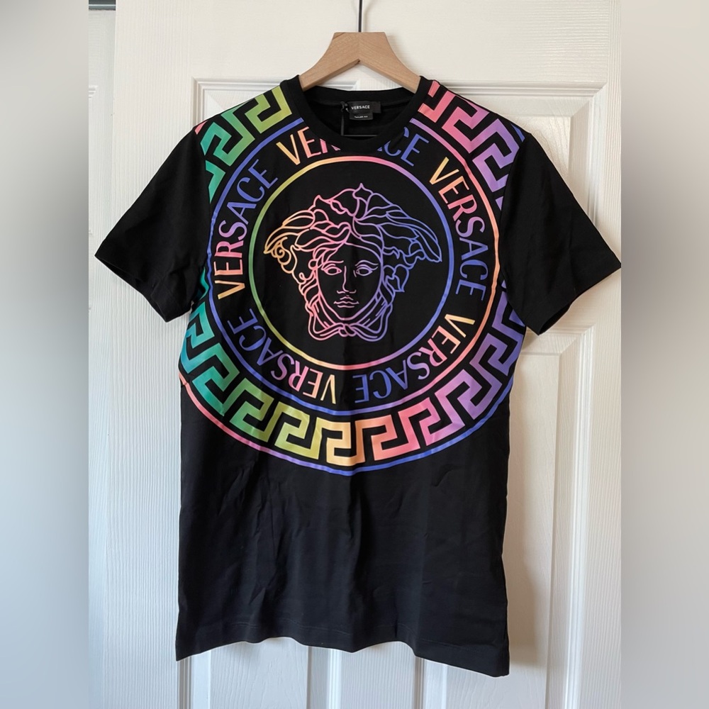 Versace Medusa Multicolored Print Tee Shirt